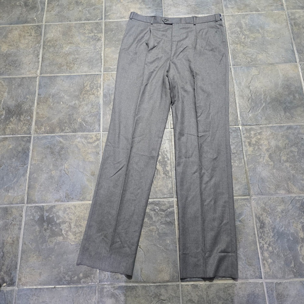 new Stafford Dress Pants Mens 41x39 raw hem Grey 100% Worsted‎ Wool Pleated